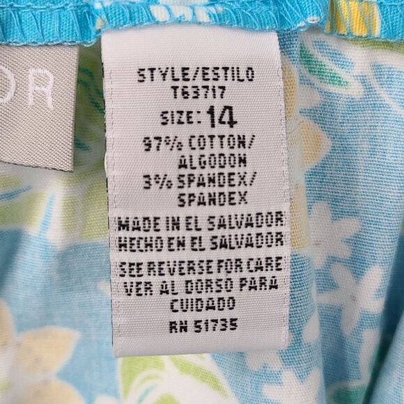 Sag Harbor Sport NWT Turquoise Tropical Floral Comfort Stretch Cropped Pants 14 - Picture 6 of 8